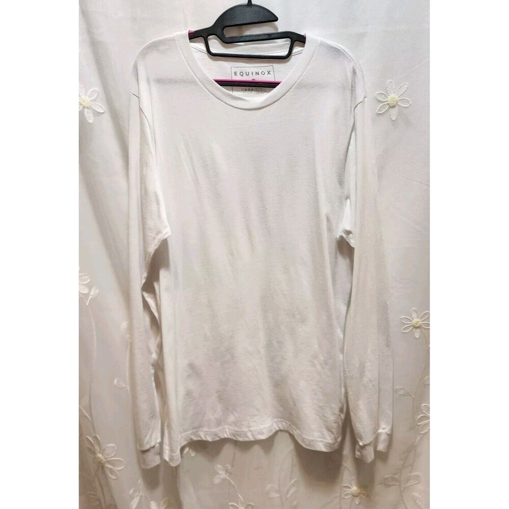 EQUINOX WOMENS LARGE WHITE SHIRT COTTON LONG SLEEVES BASIC SOLID PLAIN CAPSULE